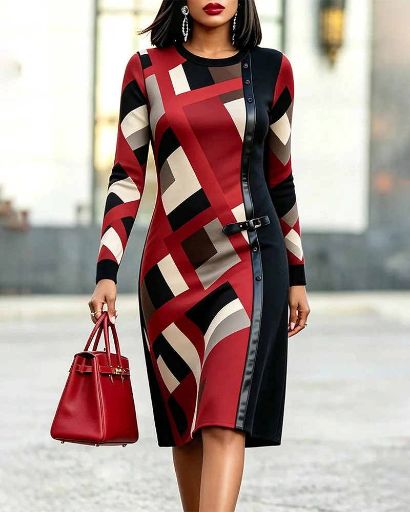 Robe Géométrique Bloc De Couleur Patchwork