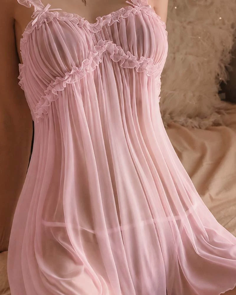 Nuit Transparent Mesh Bretelles Sexy