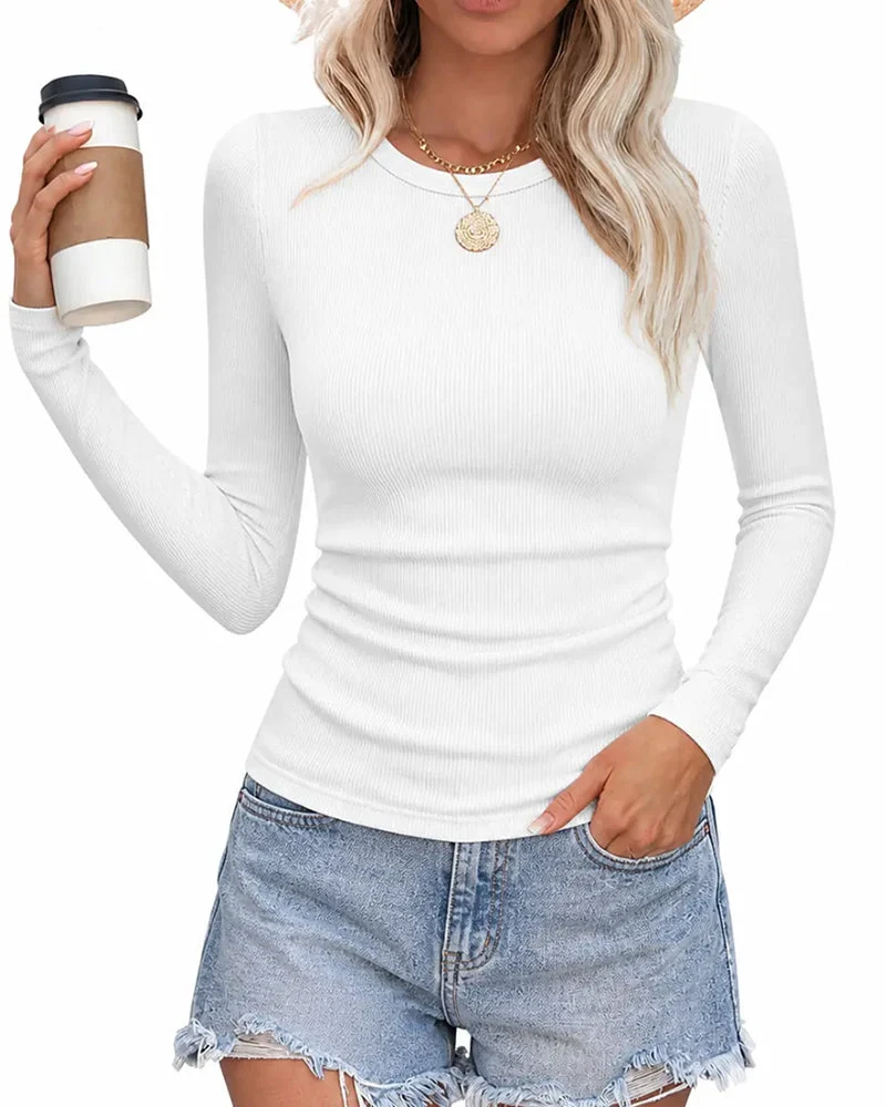 Haut Coupe Slim Manche Longue Col Rond