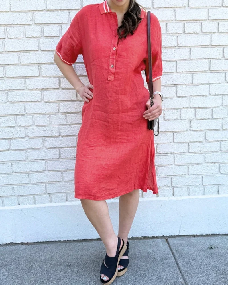 Robe Revers Bouton Décontractée