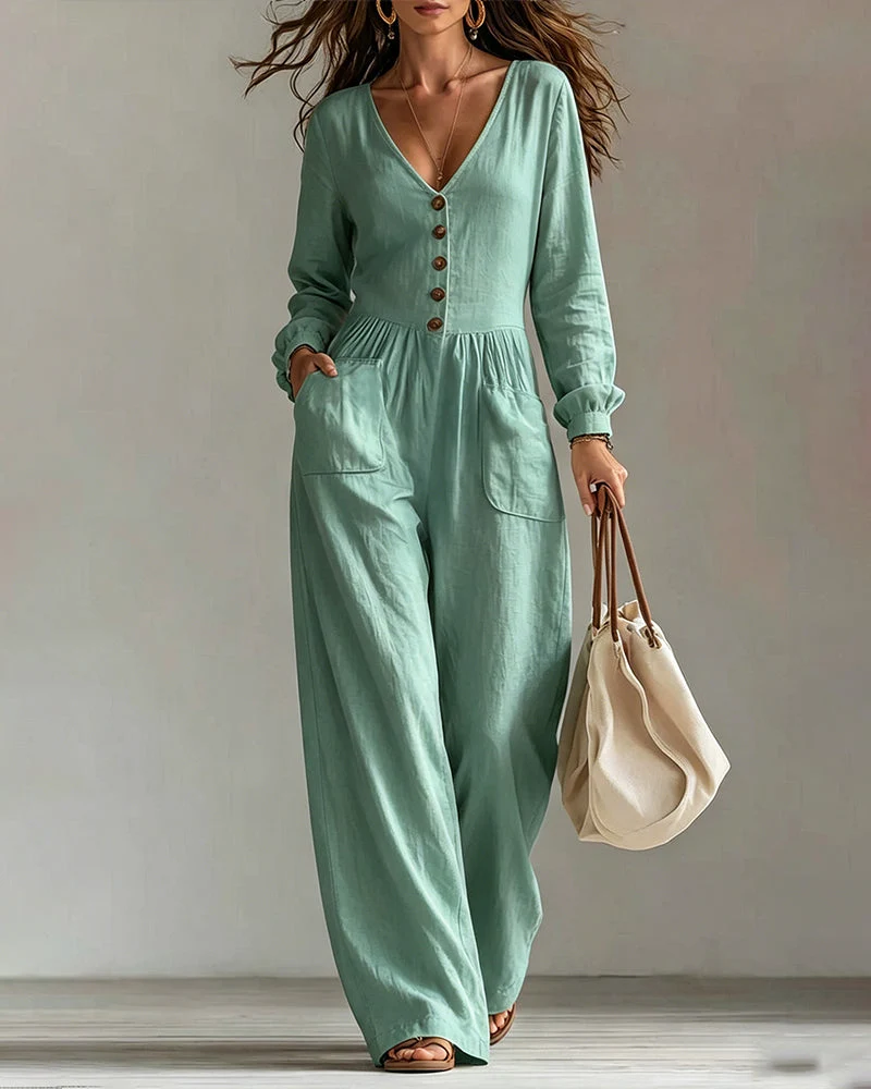 Combinaison Casual Poche Manches Longues