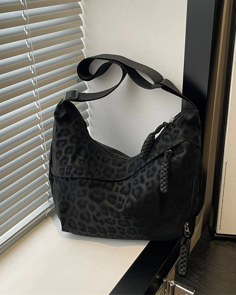 Sac Imprimé Léopard Suède Femme