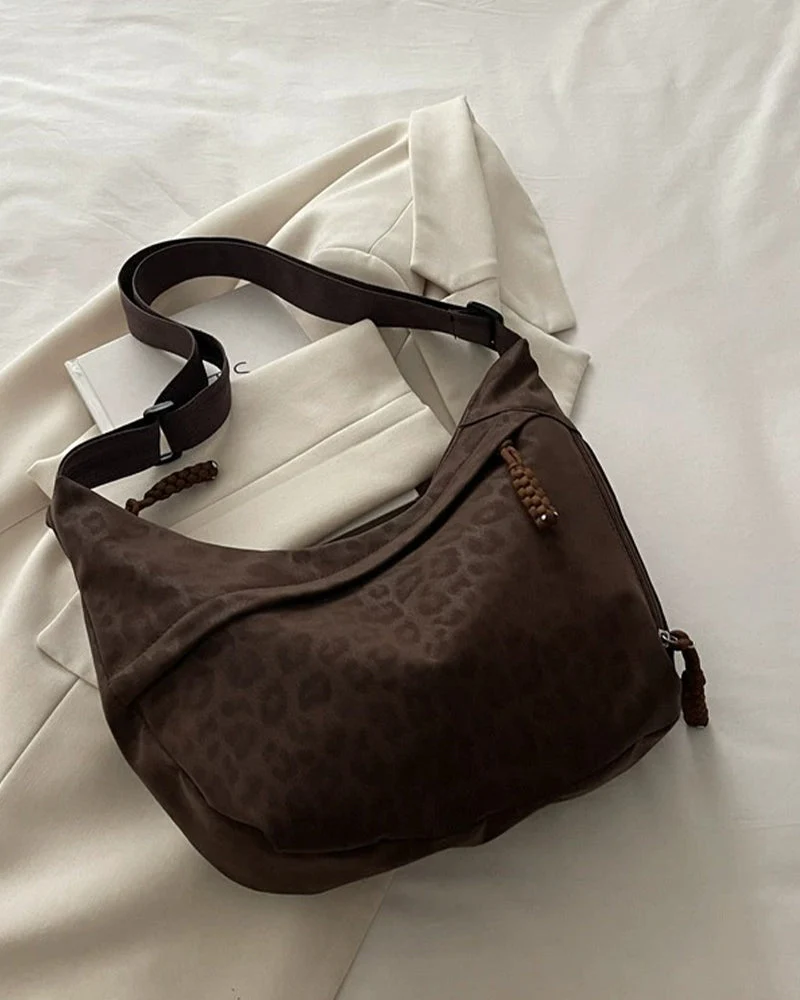 Sac Imprimé Léopard Suède Femme