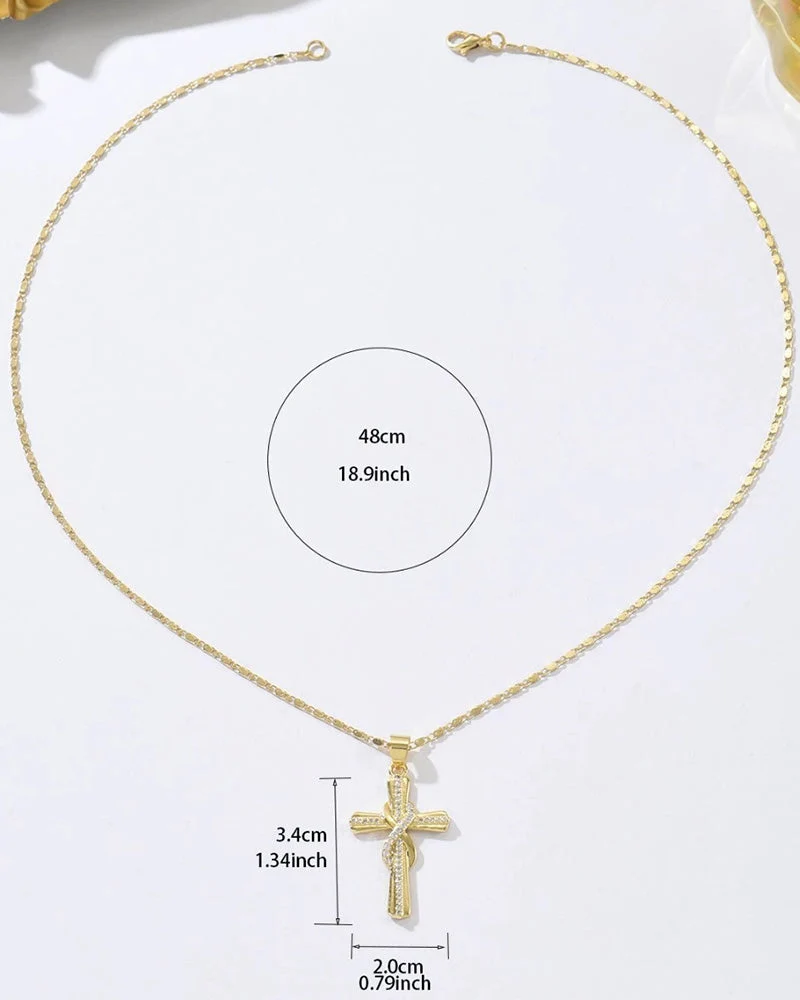 ✝️ Collier Femme avec Pendentif Croix Scintillant – Design Torsadé Élégant Pour Le Quotidien & Les Occasions Spéciales