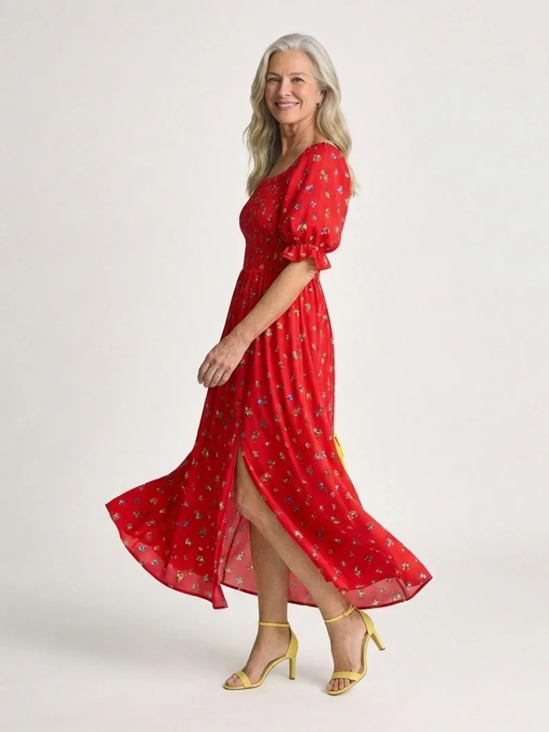 DLEACROIX | Robe Midi à Manches Bouffantes Delphine