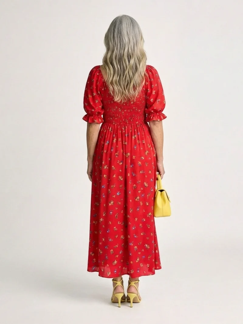 DLEACROIX | Robe Midi à Manches Bouffantes Delphine