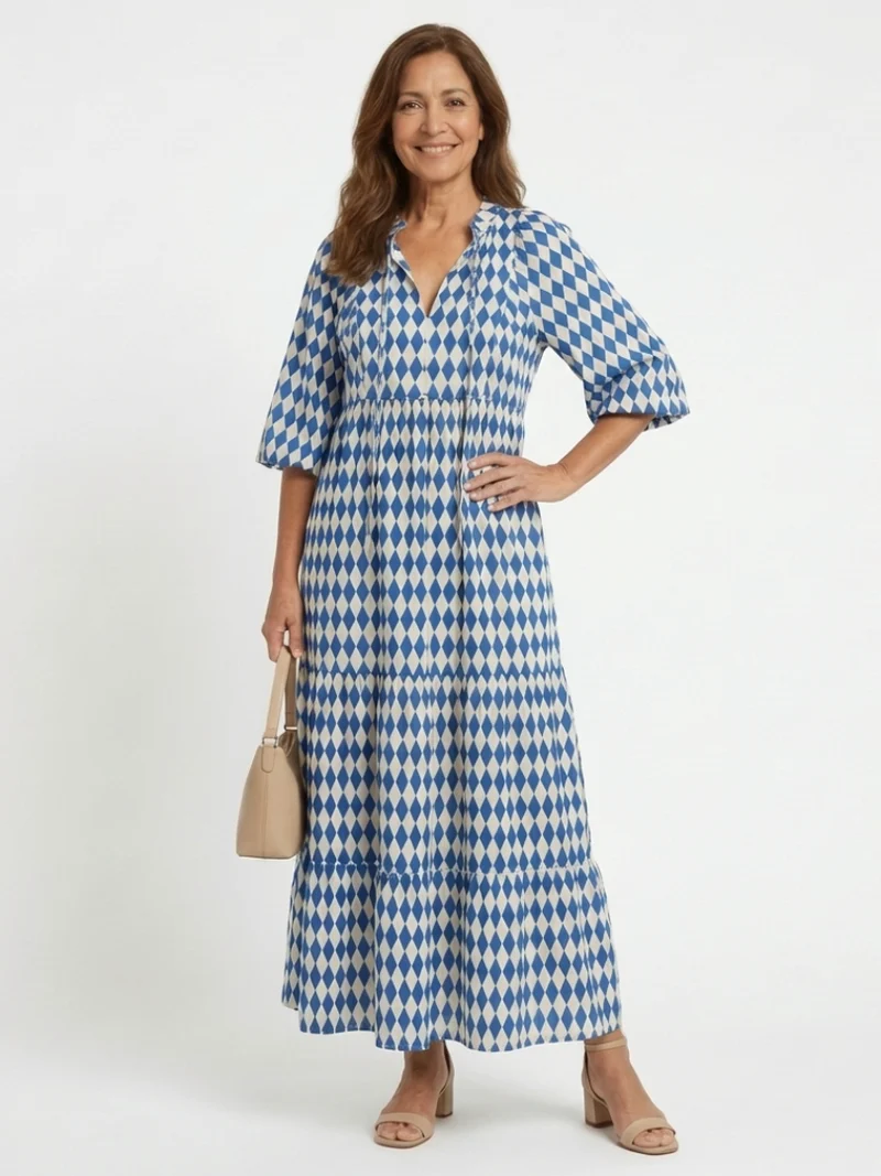 DELACROIX | Robe Midi à Imprimé Diamant Elodie