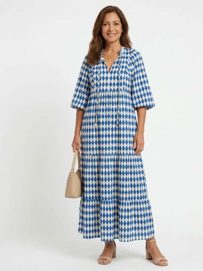 DELACROIX | Robe Midi à Imprimé Diamant Elodie