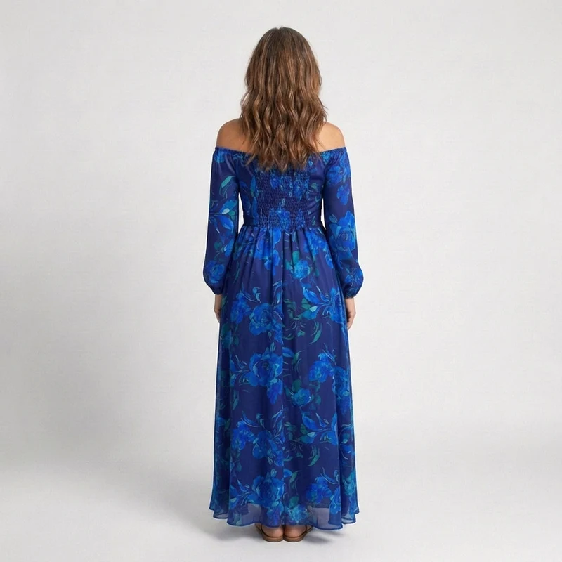 DELACROIX | Robe Maxi Fleurie à Épaules Dégagées Aspen