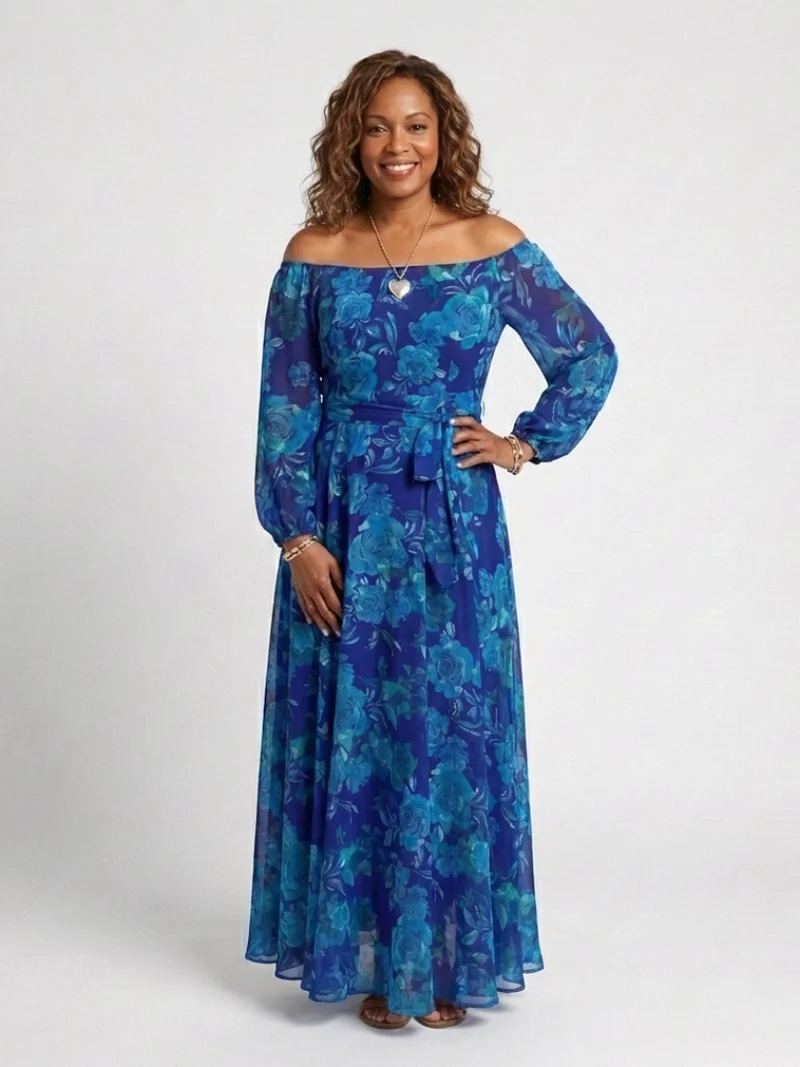 DELACROIX | Robe Maxi Fleurie à Épaules Dégagées Aspen
