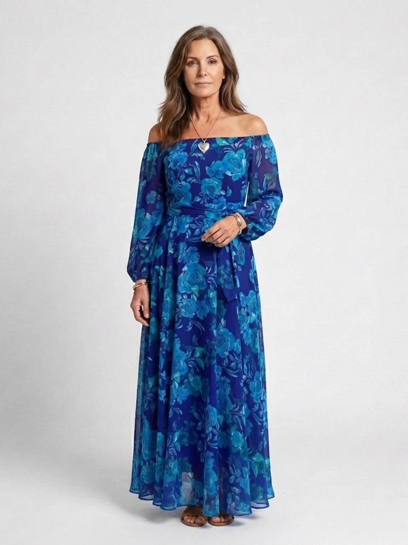DELACROIX | Robe Maxi Fleurie à Épaules Dégagées Aspen