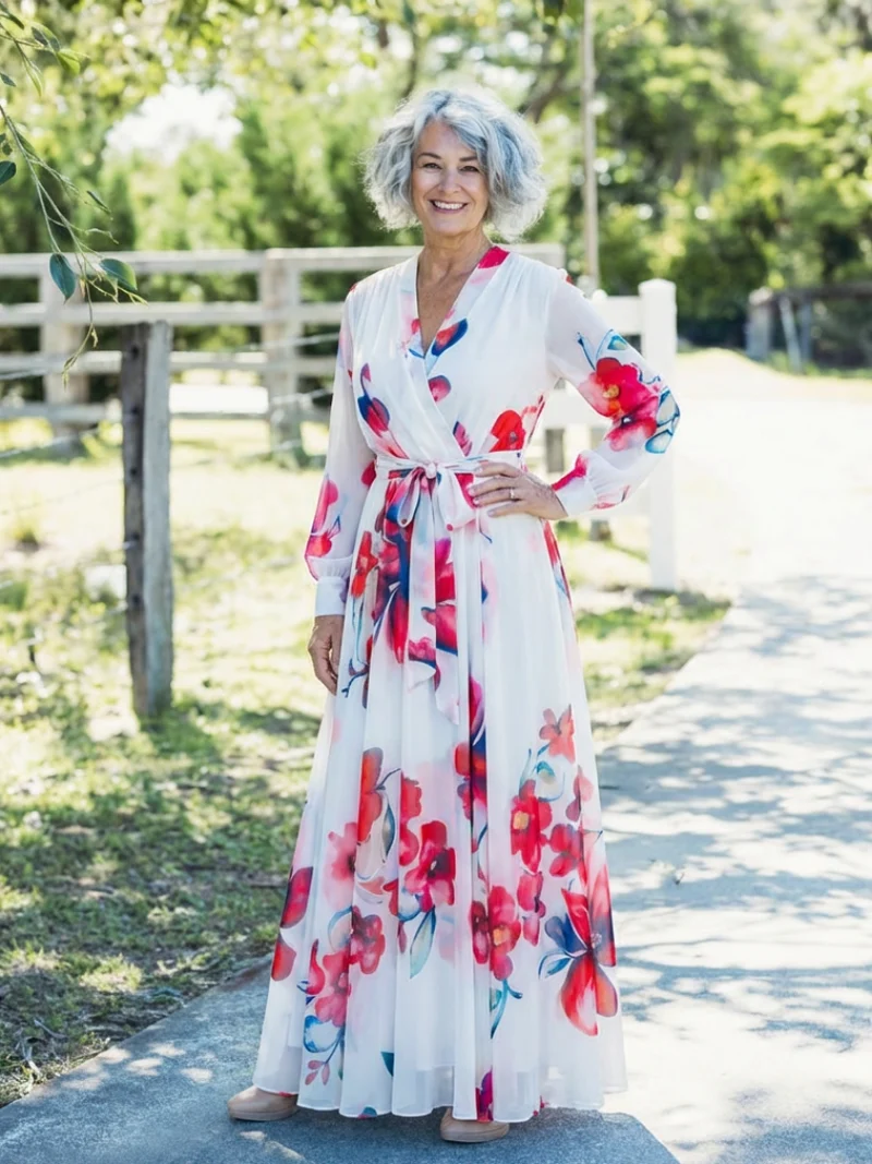 DELACROIX | Robe Maxi Enveloppe Florale Lillian