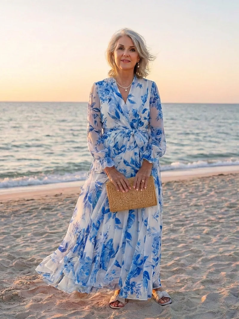 DELACROIX | Robe Maxi Enveloppe Florale Lillian