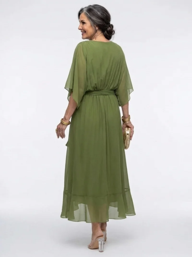 DELACROIX | Robe Midi Drapée à Encolure Elysia