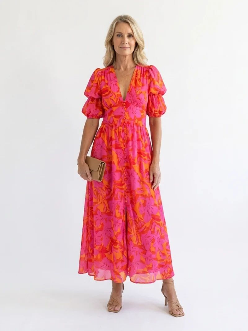 DELACROIX | Robe Midi à Manches Bouffantes Willow