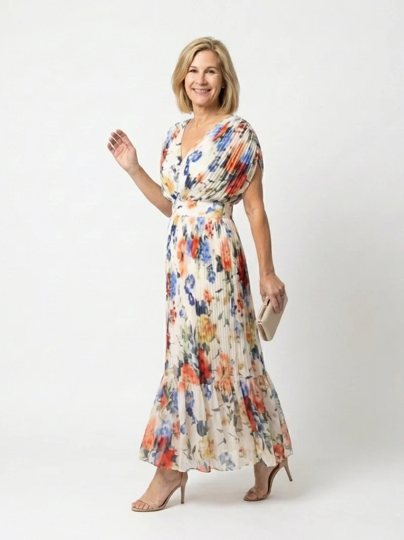 DELACROIX | Robe Midi Fleurie Plissée Savannah