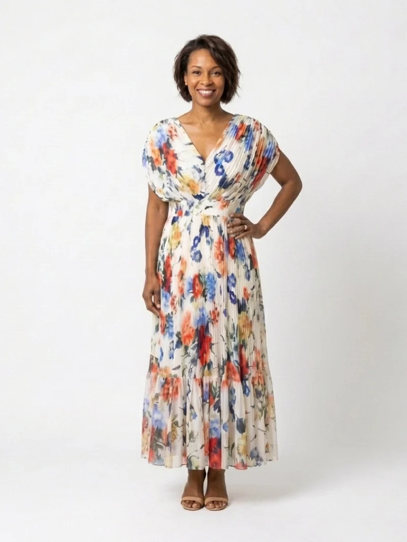 DELACROIX | Robe Midi Fleurie Plissée Savannah