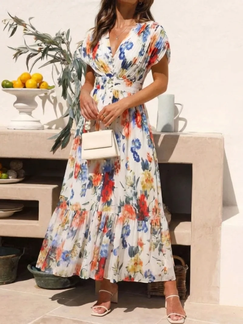 DELACROIX | Robe Midi Fleurie Plissée Savannah