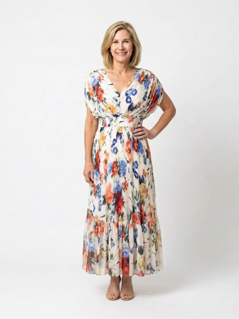 DELACROIX | Robe Midi Fleurie Plissée Savannah