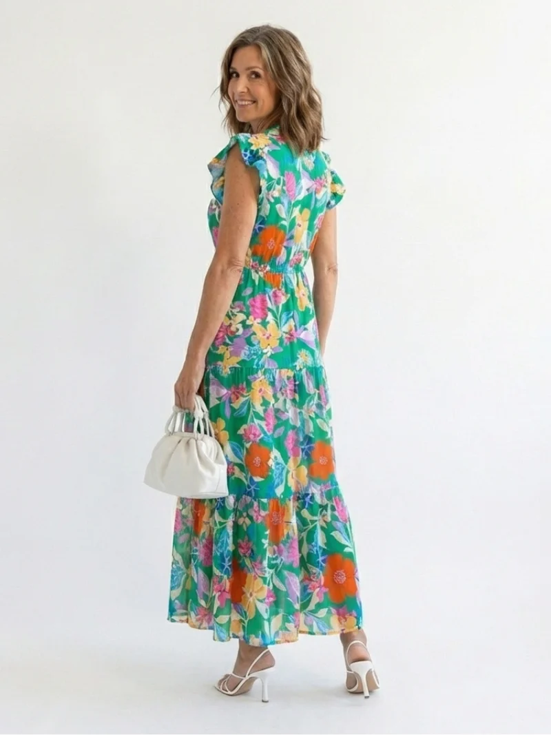 DELACROIX | Robe Midi Évasée à Imprimé Floral Lila