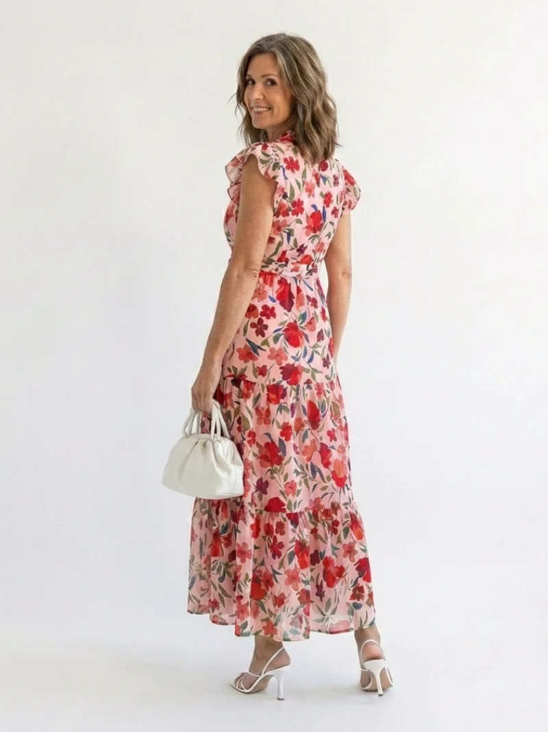 DELACROIX | Robe Midi Évasée à Imprimé Floral Lila