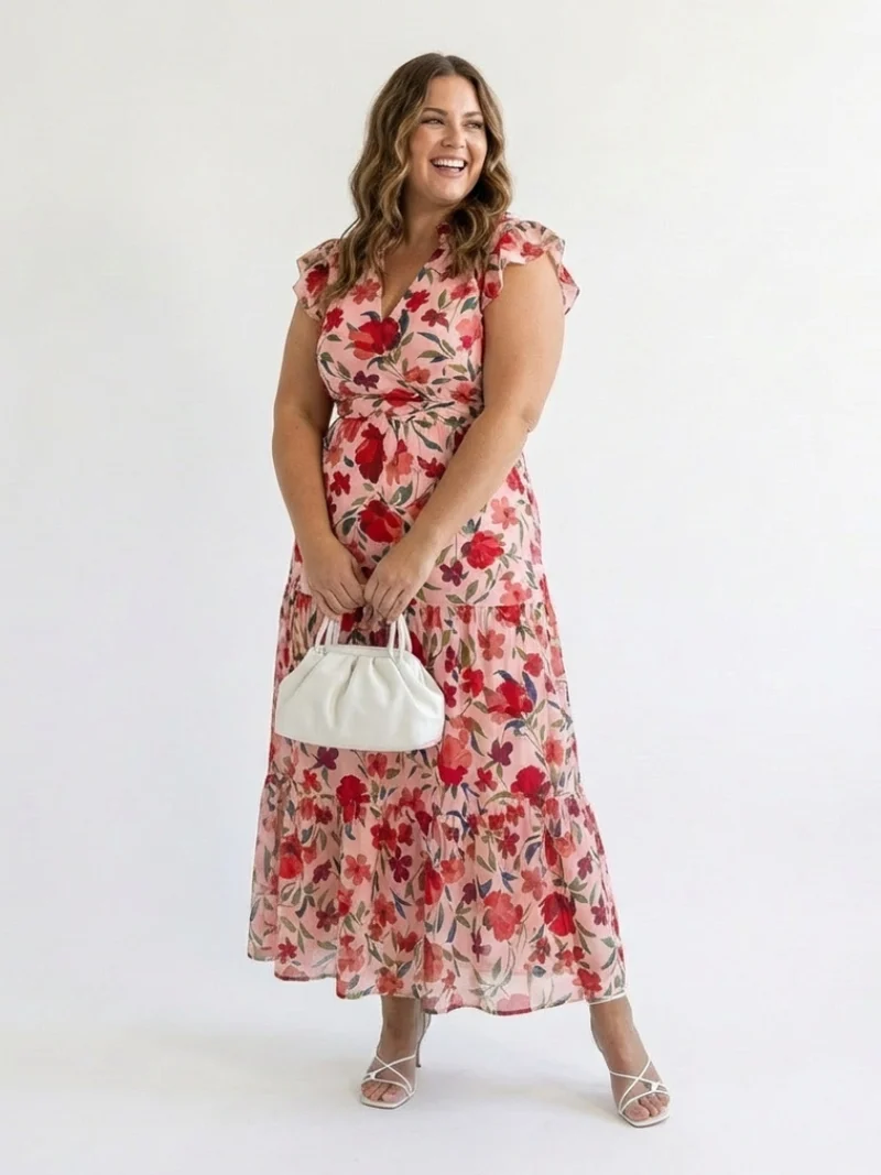 DELACROIX | Robe Midi Évasée à Imprimé Floral Lila