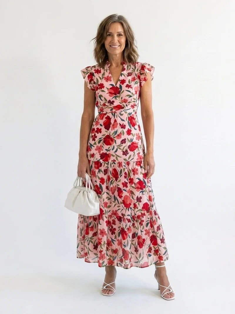 DELACROIX | Robe Midi Évasée à Imprimé Floral Lila