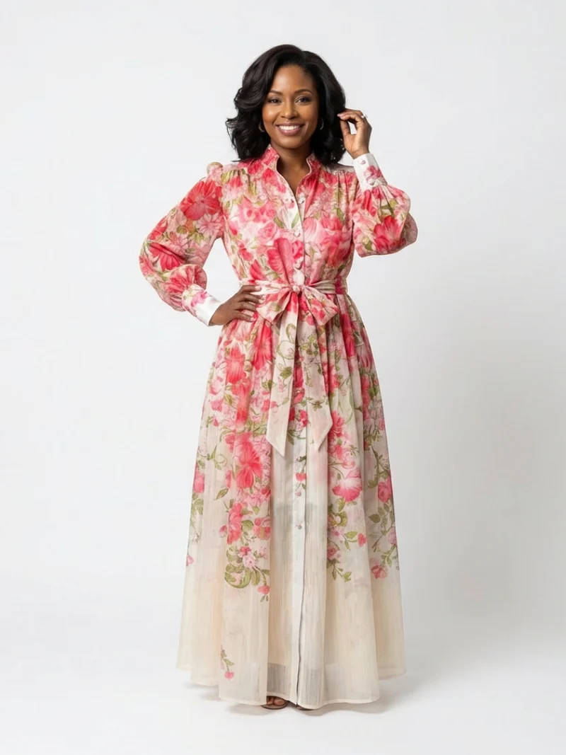 DELACROIX | Robe Maxi Longues Florale Transparent Cressida