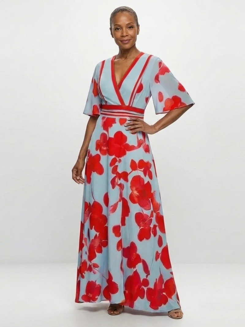 DELACROIX | Robe Maxi Fleurie à Manches Corinne