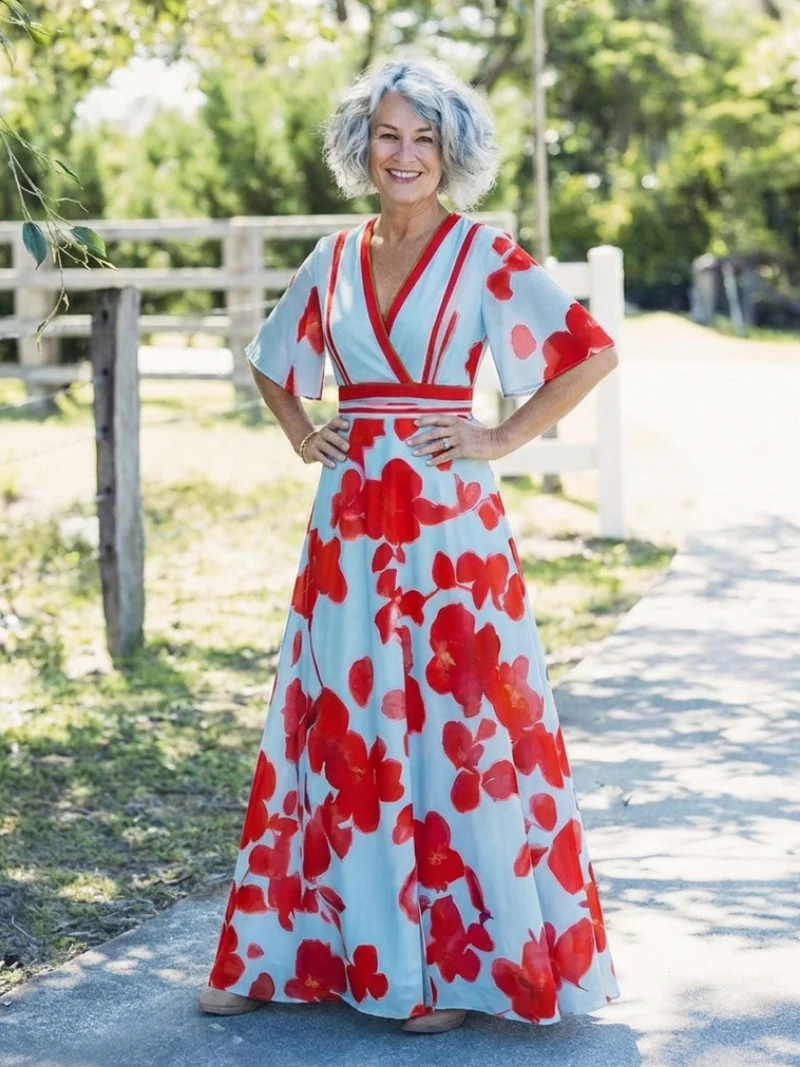 DELACROIX | Robe Maxi Fleurie à Manches Corinne