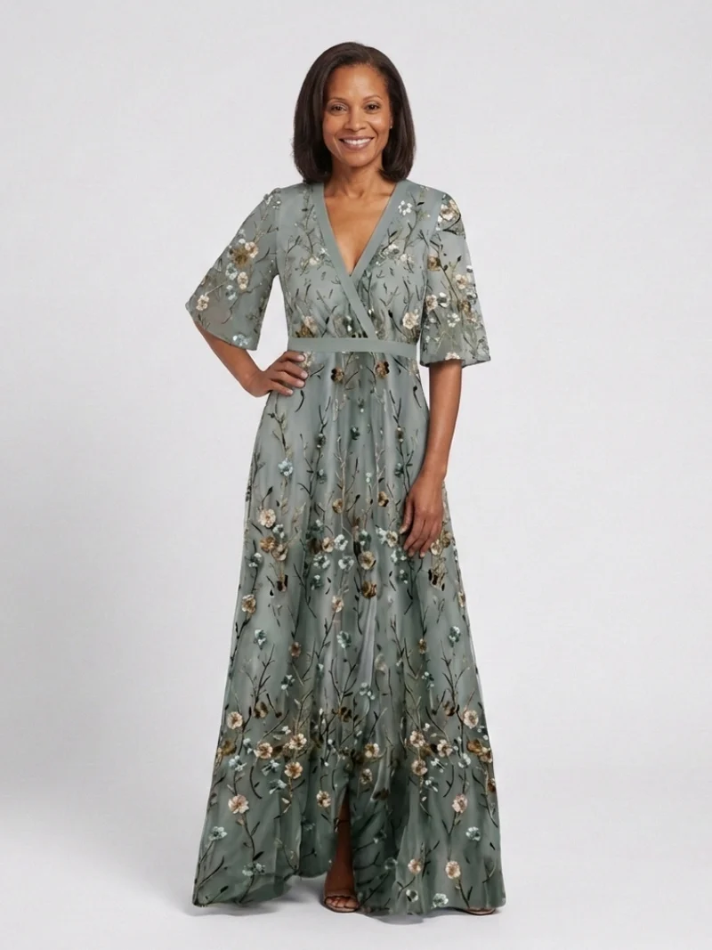 DELACROIX | Robe Maxi à Manches Courtes Evadne