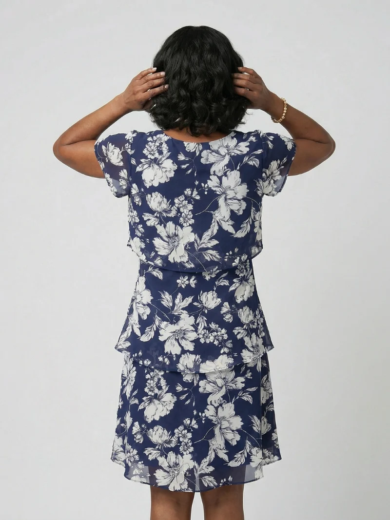 DELACROIX | Robe florale subtile à longueur genou Thea