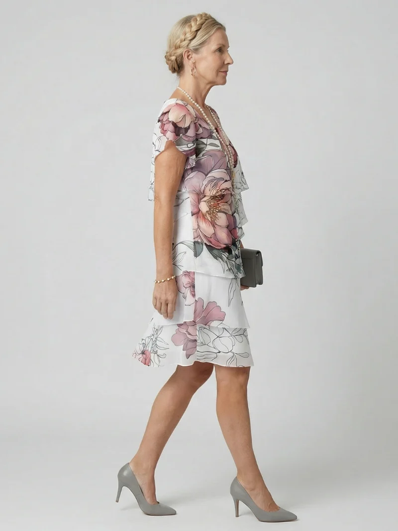 DELACROIX | Robe florale propre à longueur genou Kualani