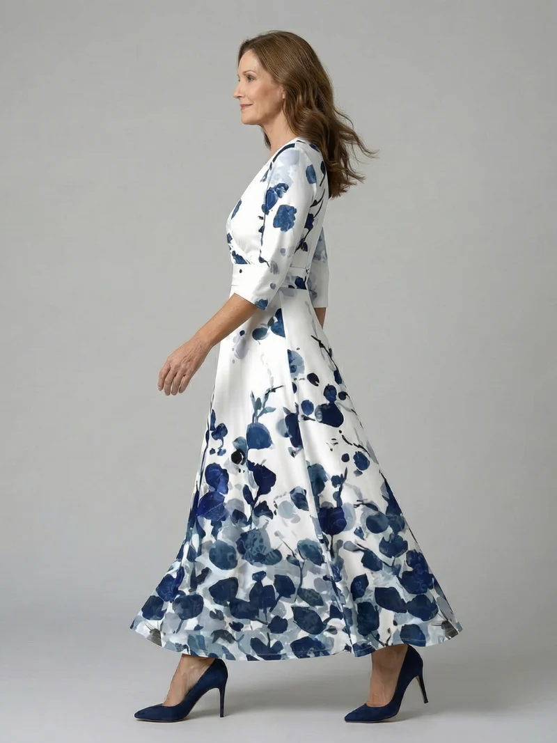 DELACROIX | Robe Midi Croisée à Col Celine