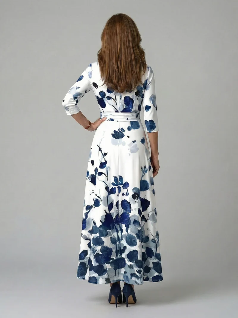 DELACROIX | Robe Midi Croisée à Col Celine