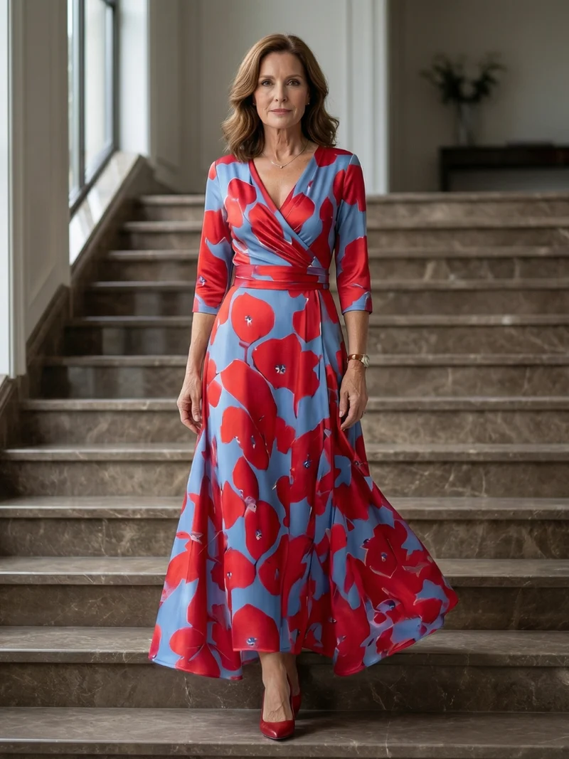 DELACROIX | Robe Midi Croisée à Col Celine