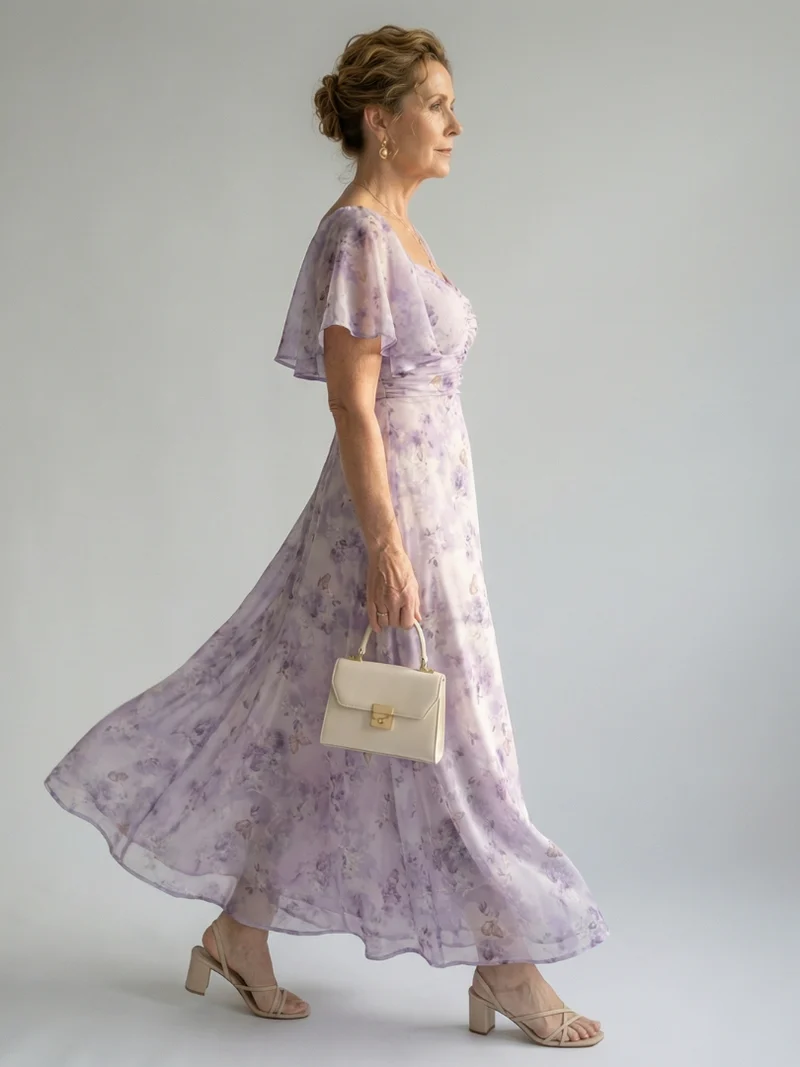 DELACROIX | Robe Midi à Manches Volantes Vaelis