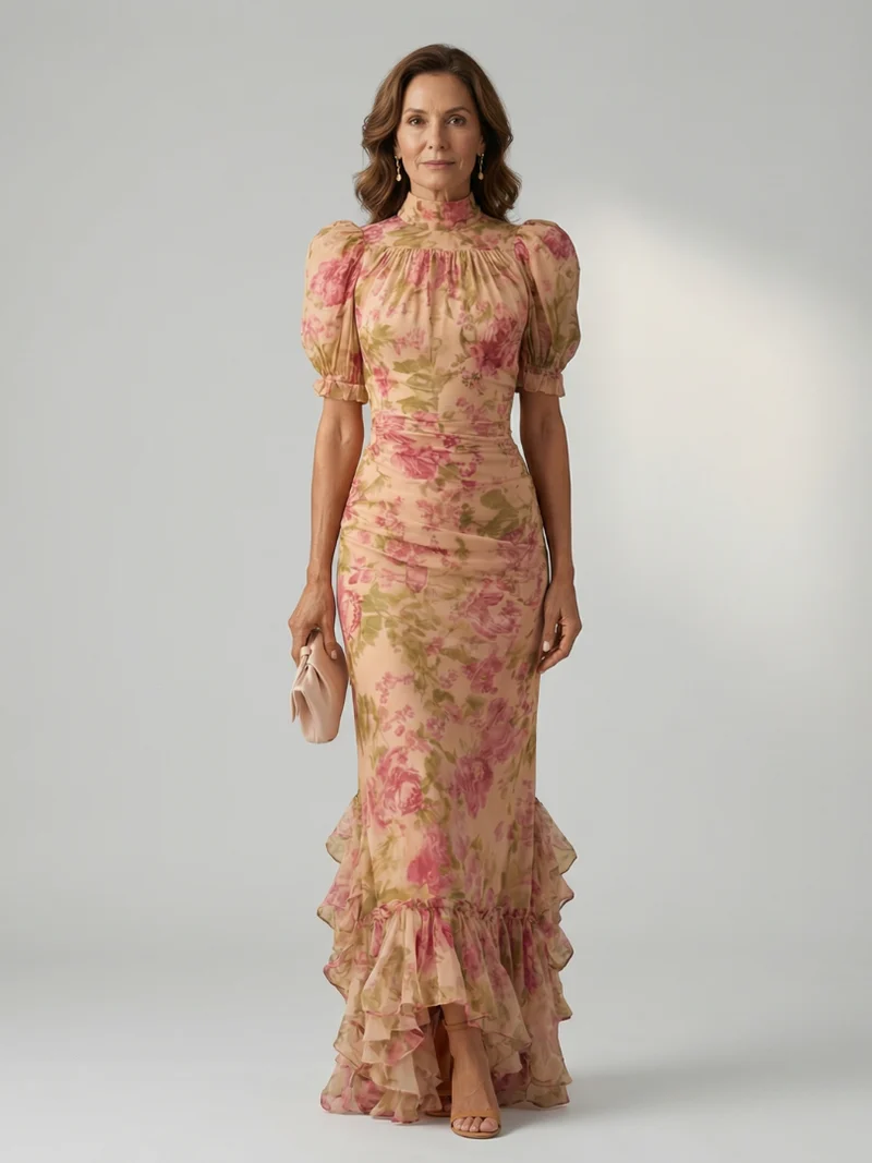 DELACROIX | Robe Maxi à Col Montant Doux Vianne