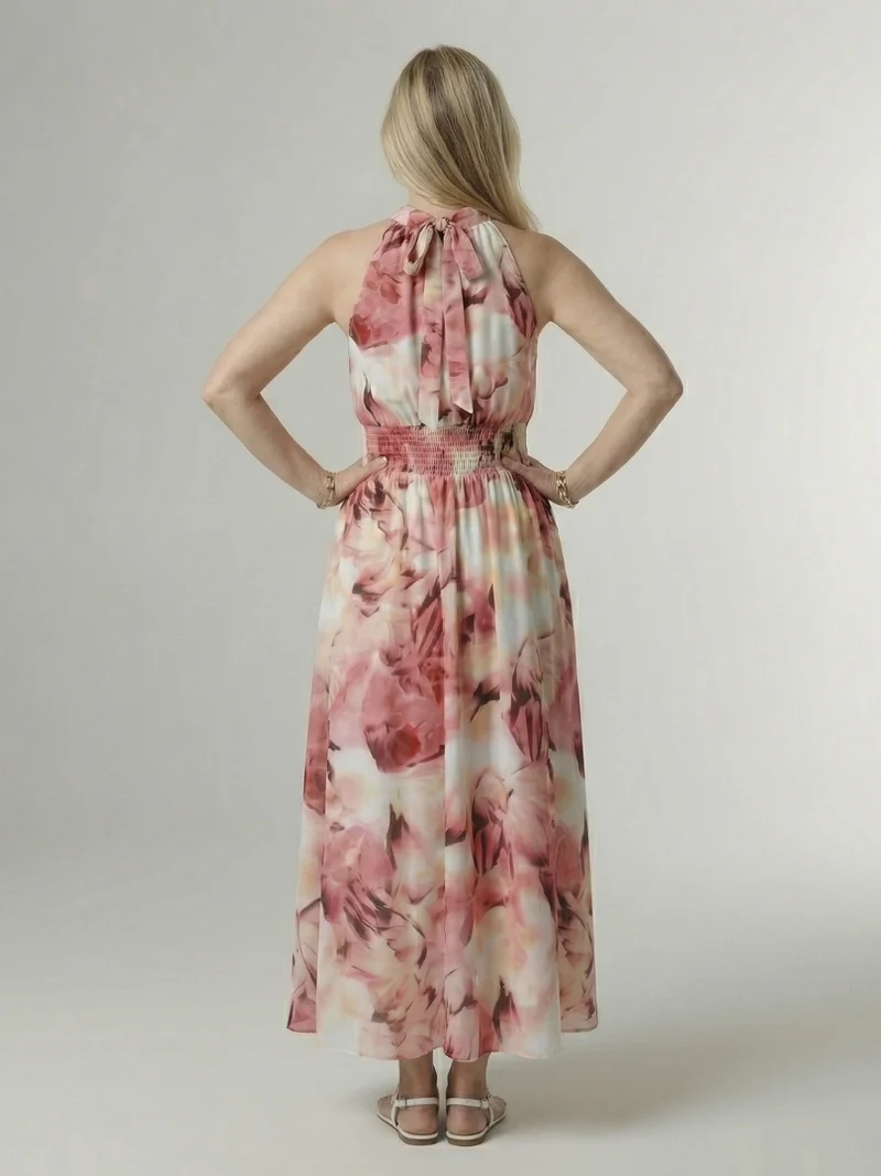 DELACROIX | Robe Midi à Encolure Halter Froncée Sylin