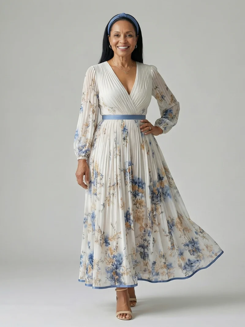 DELACROIX | Robe Midi Plissée à Enveloppe Rielle