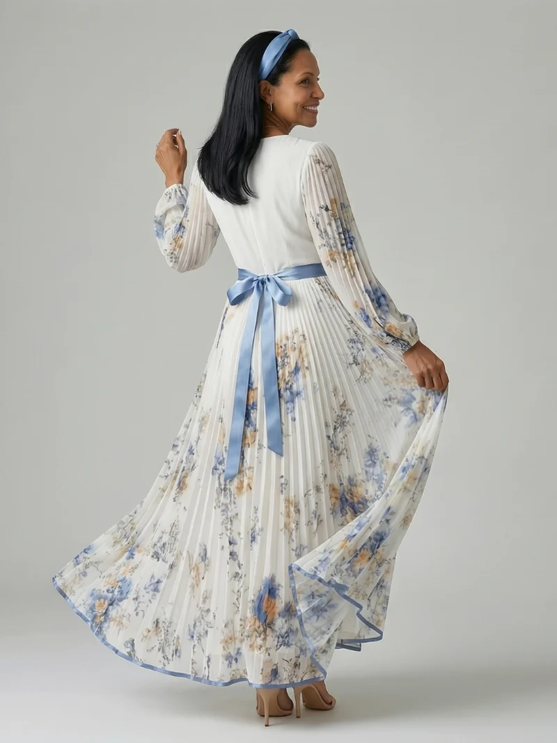 DELACROIX | Robe Midi Plissée à Enveloppe Rielle