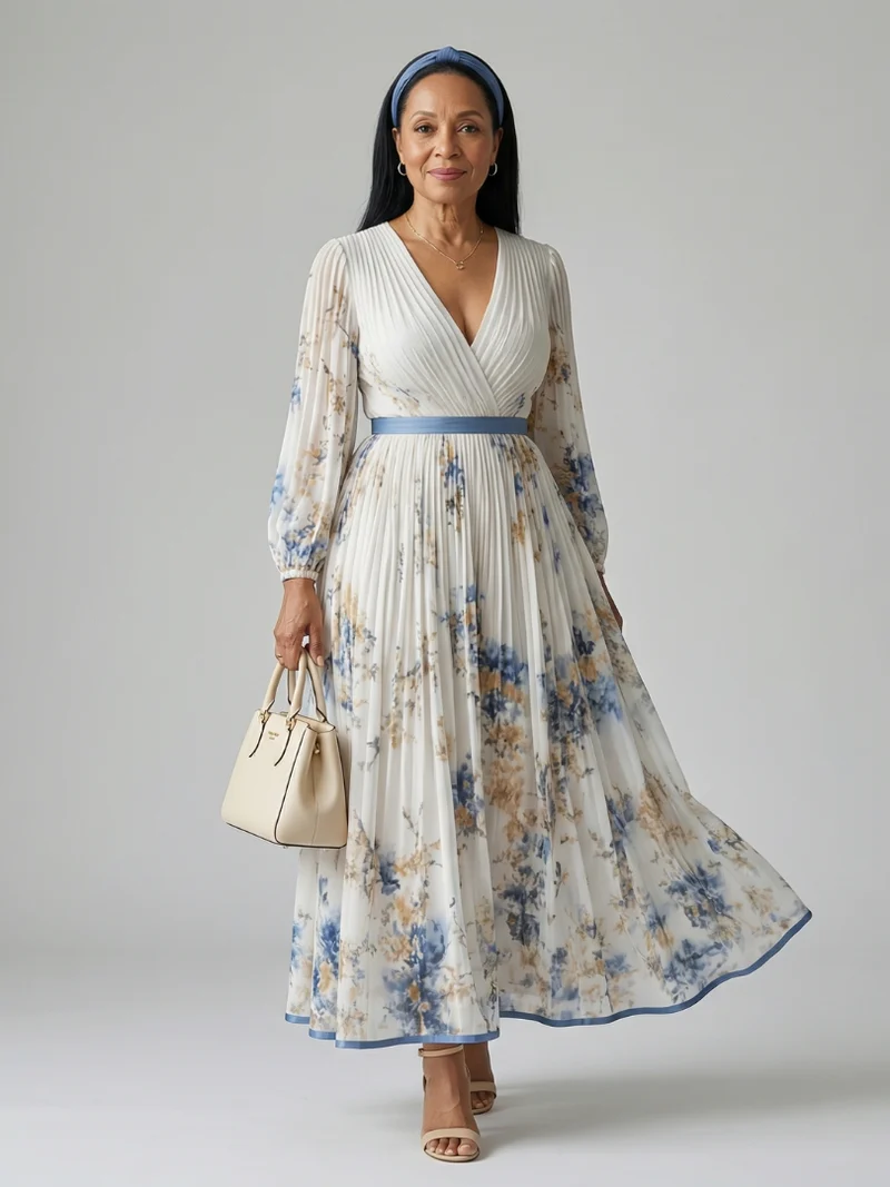 DELACROIX | Robe Midi Plissée à Enveloppe Rielle