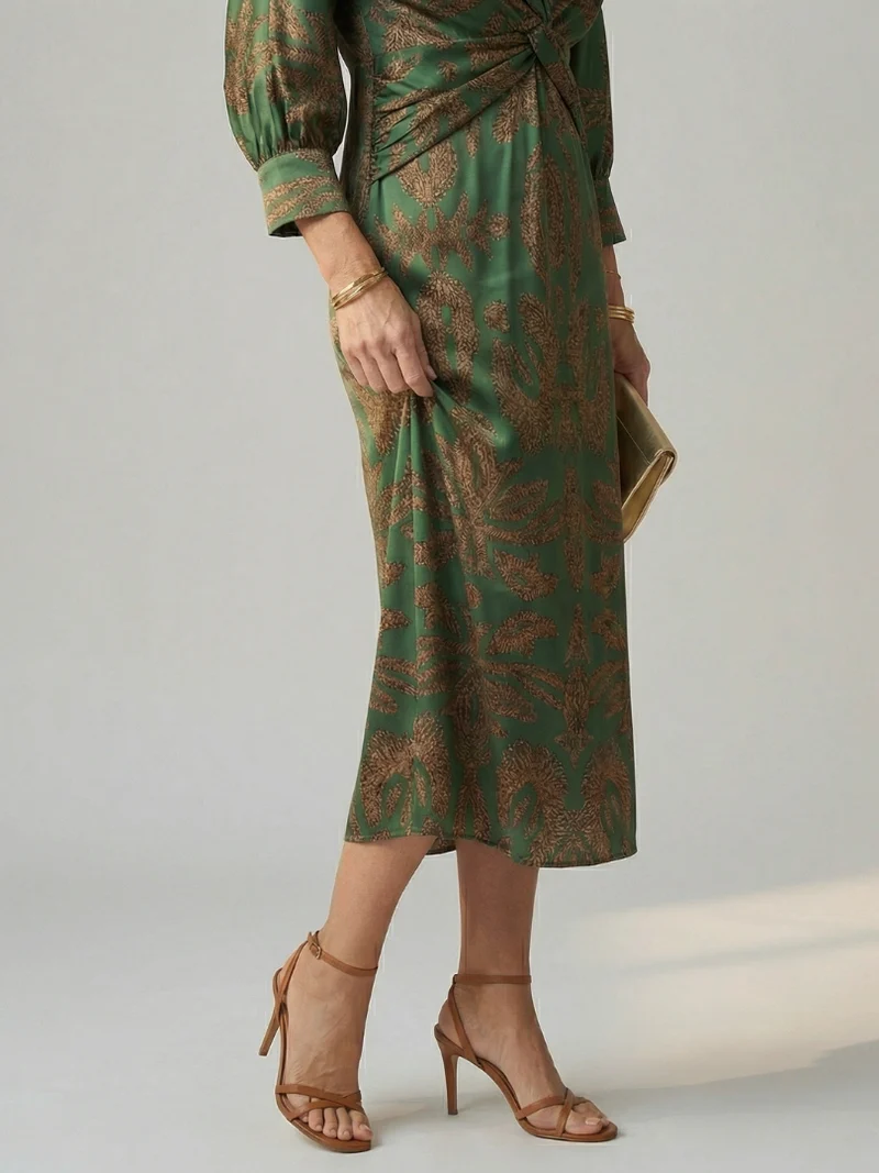 DELACROIX | Robe Midi Wrap Naturelle Lune