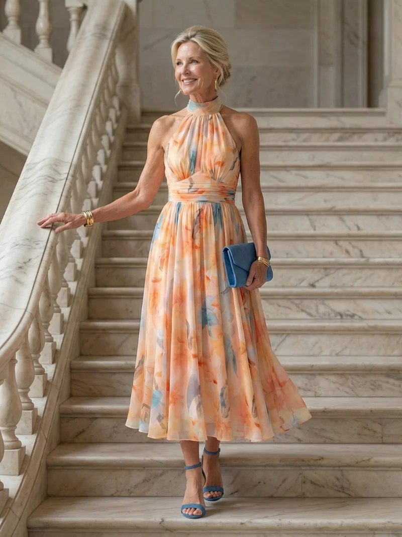 DEALCROIX | Robe Midi à Col Halter Doux Elin