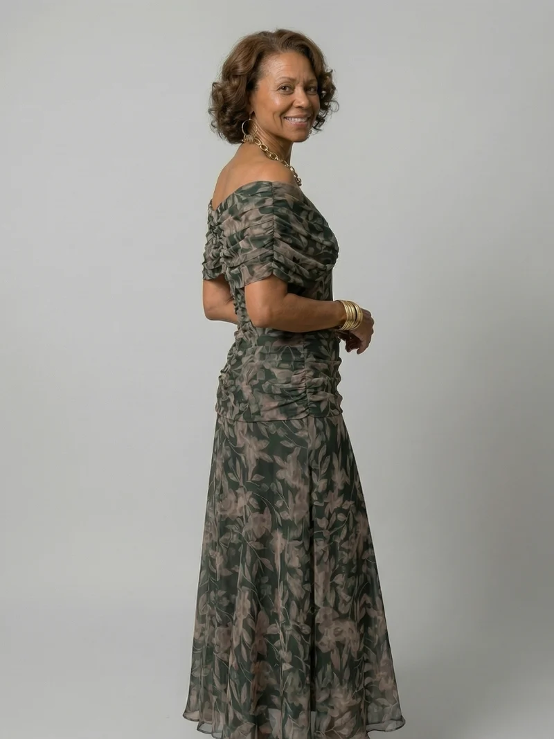DELACROIX | Robe Midi Décontractée à Épaules Dénudées Calen