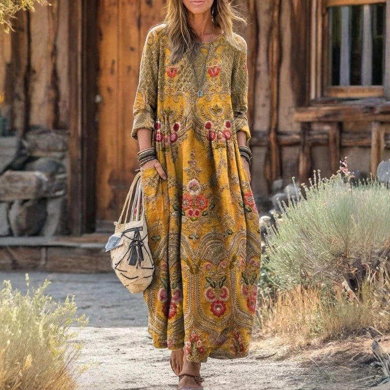 Gabrielle | Robe décontractée à manches longues inspirée vintage
