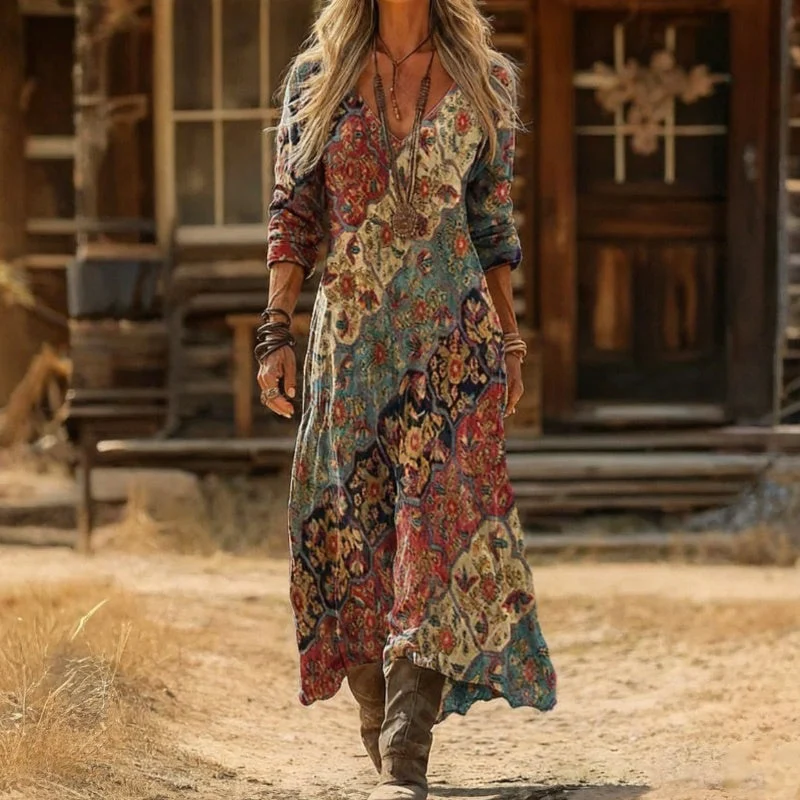 Eugenia | Robe décontractée à manches longues inspirée du vintage