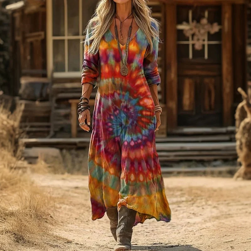 Iréne | Robe décontractée à manches longues inspirée du vintage