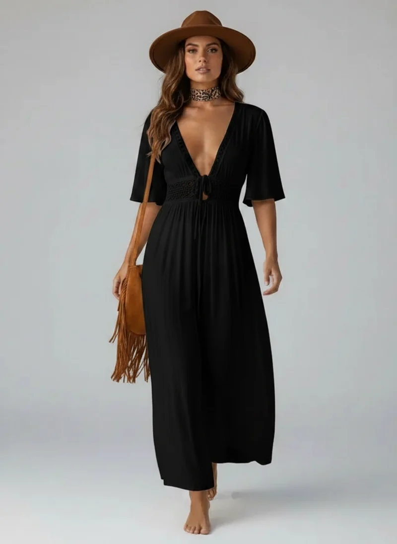 Chloé | Femme Robe de Plage Bohème Fluide Col V – Robe Boho Col V 2026