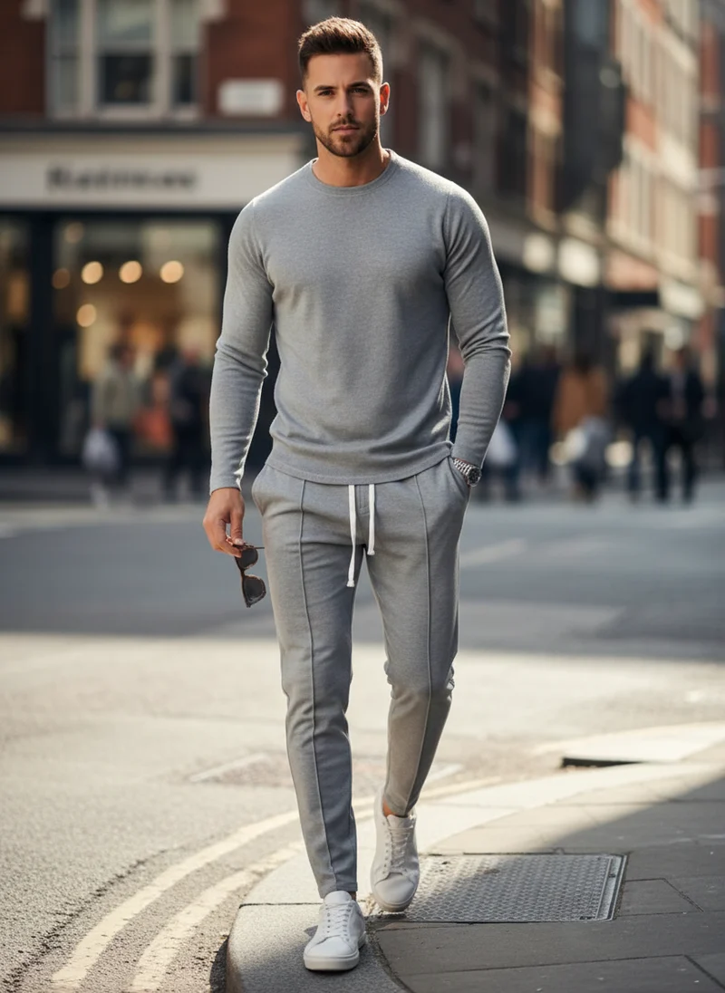 Clément | Homme Ensemble Sweat Pantalon Slim – Ensemble Coordonné Casual Chic 2026